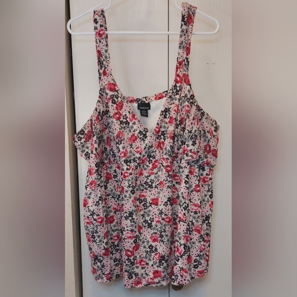 Torrid Floral Baby Doll Tank Top Size 5 5X Camisole Wide Straps Flowy Stretchy - Picture 8 of 8
